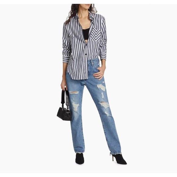 LEVIS 501 High Rise, Straight Leg Distressed Jeans 30 X 30 $118 - Picture 2 of 5